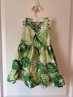 Janie and Jack Green Leaf Print Sleeveless Dress